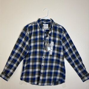 St. John's Bay Blue and Gray Plaid Casual Shirt